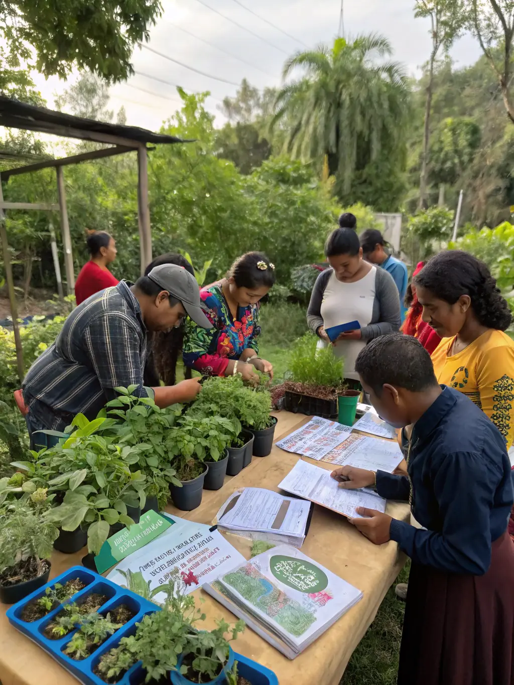 A picture of community members participating in a workshop on preventing crop damage by wildlife, showcasing collaborative solutions.